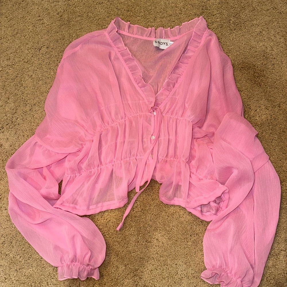 SNDYS Pink Sheer Blouse